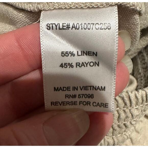 Honestee Size Medium Linen Blend Pants Light Khaki Timeless Classic Cool Comfy - Picture 8 of 9